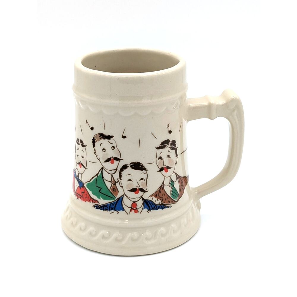 Vintage 1950 Saginaw Jamboree Ceramic Beer Stein Barbershop Quartet Whimsical